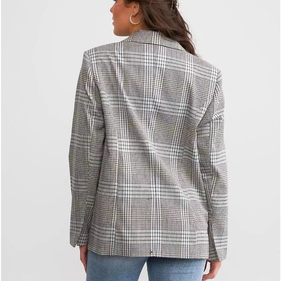 Willow & Root Plaid Blazer NWT Size Large Gray Check Structured Jacket - Picture 3 of 8